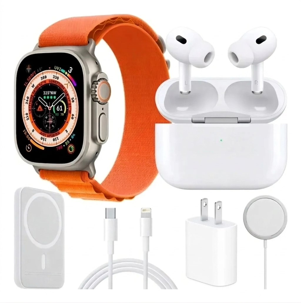 Set Smartwatch X8 Ultra con audífonos Mega Pack incluidos